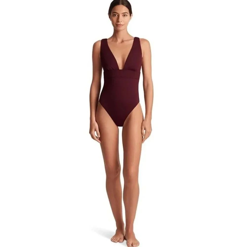 Lauren Ralph Lauren Sculpting V Neck One Piece Swimsuit Size 10 in Black NWOT